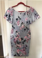 Pretty Little Thing 10 PLT Blue Pink Dress Floral Party Wedding Special Occasion