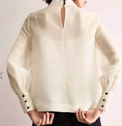 JAEGER Pure Silk Organza Funnel Neck Blouse UK SIZE 20 RRP £125 - Picture 11 of 13