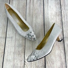 Vintage Dolce by Pierre Glittery Silver Tulip KittenHeels with Sequin Toe Sz 8N