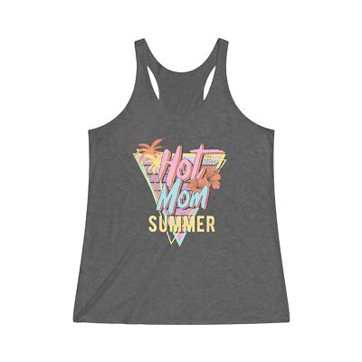 Women's Hot Mom Summer Shirt Funny Beach Vacation Mama Cute Mother Tank Top