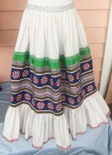 VINTAGE SEMINOLE PATCHWORK SKIRT Fits L 1950's Handmade Full Length Traditional