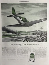 1943 Quaker State Motor Oil P-51 Mustang Feeds Ammunition WW 2 Vintage Print Ad