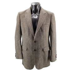 HARRIS TWEED Pure New Wool Herringbone 2Btn Jacket Sportcoat Mens Hand Woven