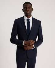 NEW EXPRESS 298 DEEP NAVY EXTRA SLIM WOOL BLEND MODERN TECH JACKET SZ 42R