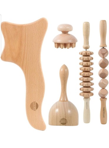 Wood Therapy Massage Tools 5Pcs, Maderotherapy Kit Lymphatic Drainage Massager