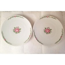 Mitterteich Bavaria Rose Pattern Luncheon Plates 7.75" Diameter Set 2 Vintage