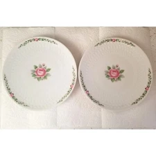 Mitterteich Bavaria Rose Pattern Luncheon Plates 7.75" Diameter Set 2 Vintage 
