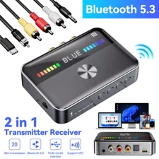 Bluetooth 5.3 Transmitter Receiver 3.5mm AUX RCA TV Home Stereo Audio Adapter