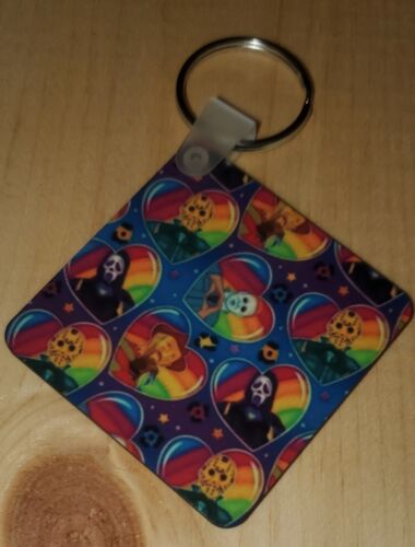 Cute Horror Keychain Lisa Frank Vibes Halloween Scream Freddy Krueger Jason Girl - Picture 4 of 5