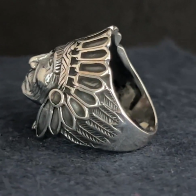 Men Native Indian Head Chief Handmade Silver Ring | eBay