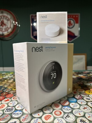 Google Nest (plus SENSOR) 3rd Gen Learning Thermostat T3007ES Stainless Steel A+