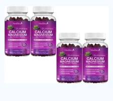 4 Pack Calcium Magnesium Zinc Gummies- Vitamin D3 Magnesium Glycinate, Potassium