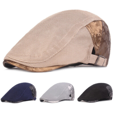 Men Mesh Adjustable Driving Golf Cap Flat Beret Driving Cycling Summer Sun Hat