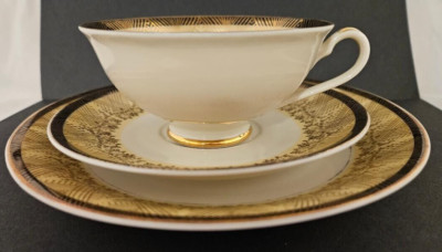 Schiottenhof Bravaria porcelain Tea Cup, Saucer, Dessert Plate, Germany,  RARE