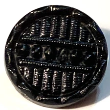 Antique Jet Black Glass Button Geometric Mixed Beaded Relief Tunnel Shank 1/2"