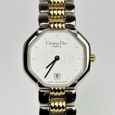 Christian Dior DEPOSE 24mm Gold Date Qz Women's Watch Vintag Japan  EXC