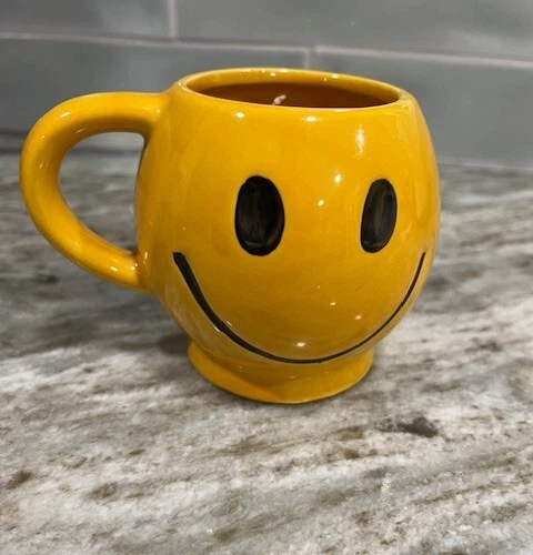 Vintage McCoy USA Smiley Face Yellow Mug
