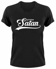 Praise Satan Damen T-Shirt Pentagramm Umgedrehtes Kreuz Inverted Cross Hail