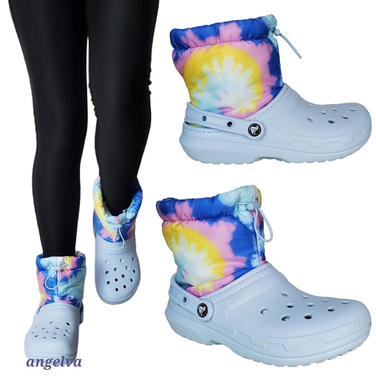 ショートブーツ・ブーティ CROCS FW21 TYE DYE LINED BOOT (207328_PUFFBLK) s-l1200.jpg
