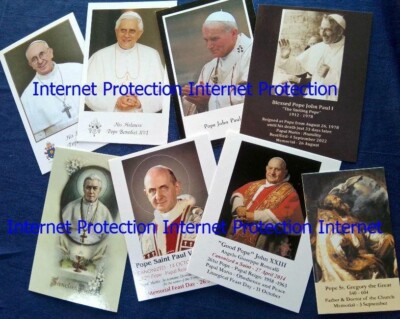 Pope Catholic Holy Cards Francis Benedict John P I John P II Pius Paul John Greg