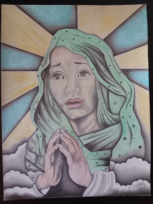 Prison art original by Artists Menace Title Maria Made With Real m&ms Peanuts  