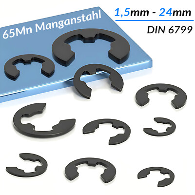 1,2 bis 24 mm Sicherungsringe Welle DIN 6799 E Clip Sprengring 65Mn Manganstahl