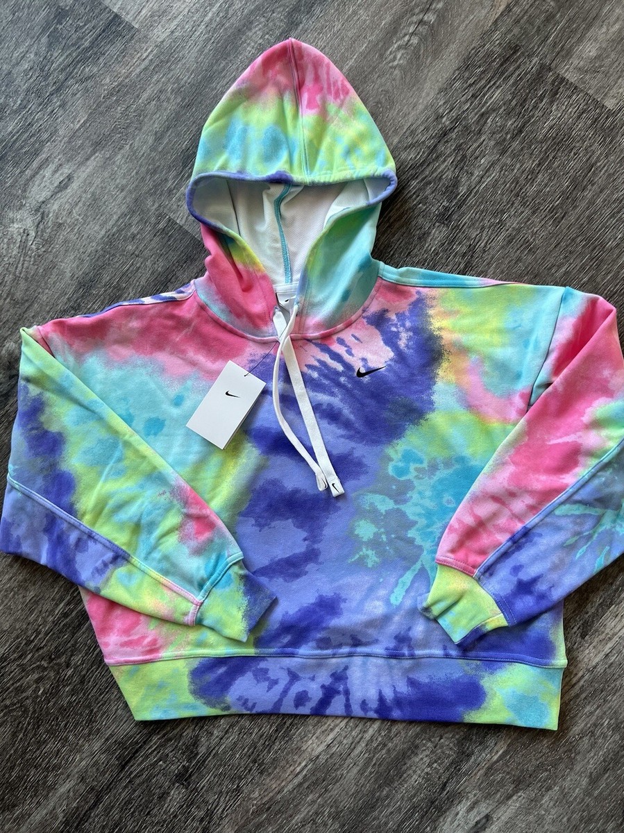 Nike Tie Dye French Terry Training Hoodie Colorful Cropped RARE