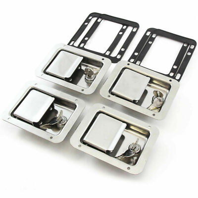 4* Paddle Door Lock Stainless Steel Latch Handle Truck Tool Box Lock+Keys