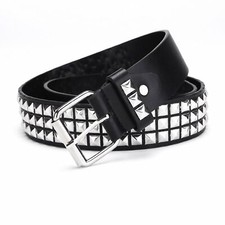 Nietengürtel Rock Nieten Gürtel PU Leder Punk Gürtel mit Hellen Pyramiden-Nie...