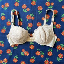 Vintage Oscar De La Renta Nude Beige Lace Bra 34C Union Made