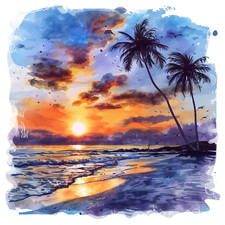 Wall Decal Sticker Tropical Summer Beach Wall Sticker 18X18cm Large