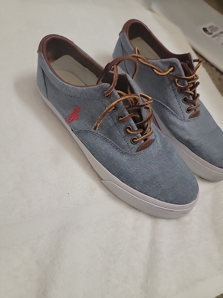 Scarpe Polo Ralph Lauren taglia 8 5D Vaughn tela pelle pony logo lacci pelle