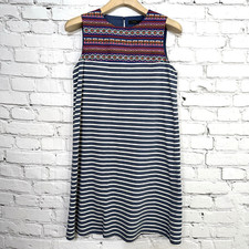 THML Womens Stripe Embroidered Dress Size S Mini Aztec Boho TM3697 Sleeveless