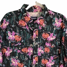 VINTAGE Wrangler Western Shirt Mens XL 18-35 Bull Cowboy Cut Rodeo X-Long USA