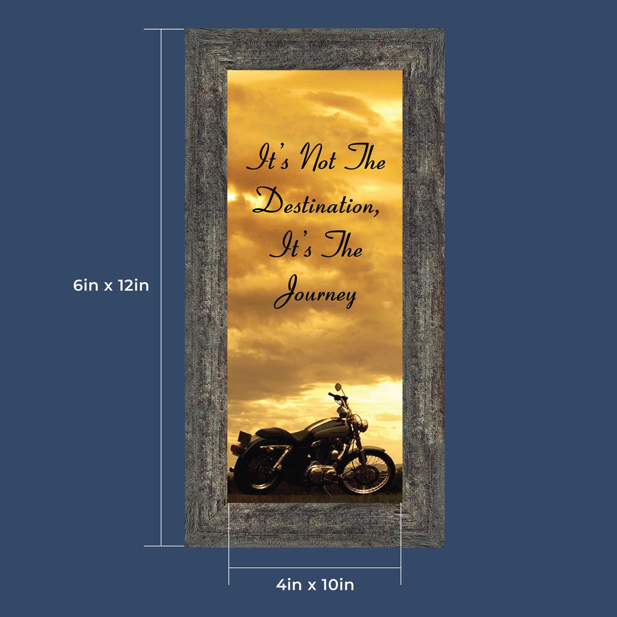 It's Not the Destination, Classical Motorcycle Photo Frame, 6x12