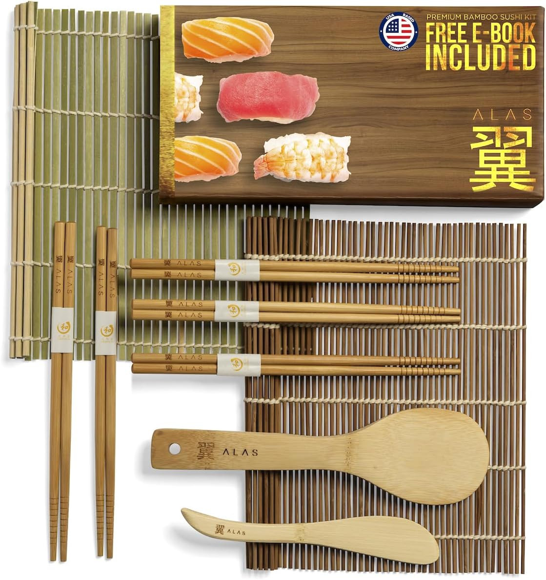 Kit para hacer sushi, rodillo de sushi para principiantes, estera de sushi, fabricante de sushi, estera de bambú, Sus