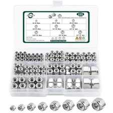 SAE Lock Nuts Assortment Kit, 220PCS Nylon Insert Lock Nut Sets, 304 Stainles...