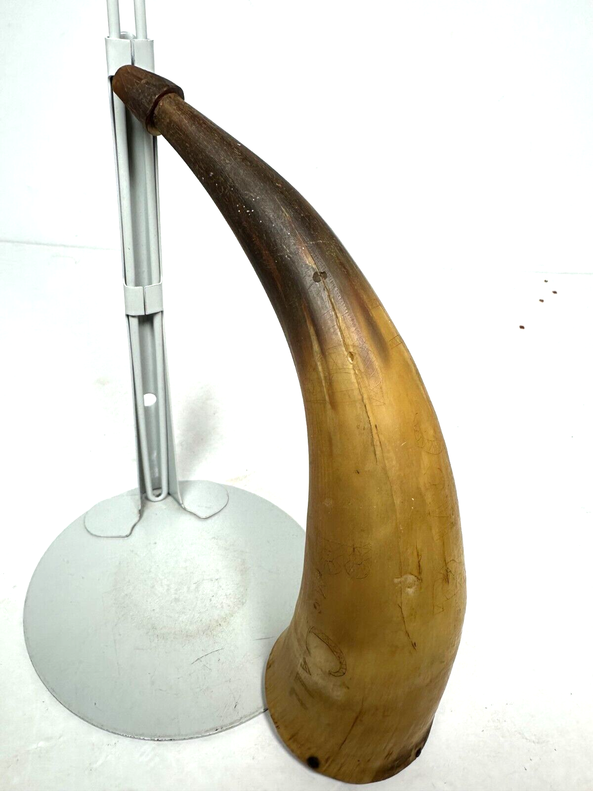 Antique Vintage Powder Horn Carved eBay