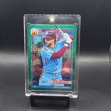 Topps 2025 Series 1 Bryce Harper T90C-14 Green Refractor /99 Phillies Baseball
