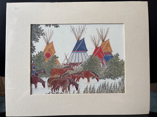 Paul Goble, Vtg Native American Theme matted Lithograph Usa 1976. New In Plastic