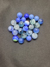 Lot of 25 Vintage Blue Hue Glass Marbles