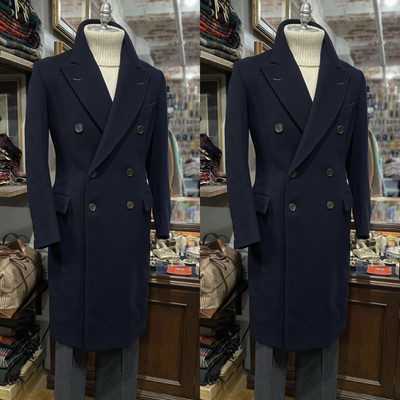 Woolen Men's Overcoat Business Formal Suit Peak Lapel Winter Outdoor Jacket