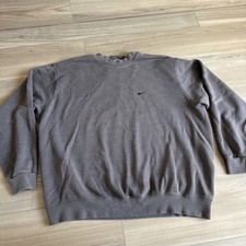 Vintage Nike Embroidered Swoosh Travis Essential Crewneck Sweatshirt Gray Grey
