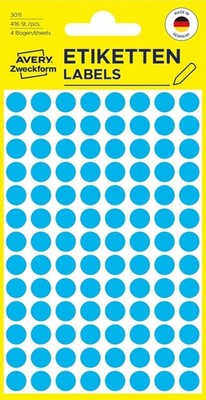 Avery Zweckform 3011 Markierungspunkte - Selbtsklebende Markierungspunkte Blau -
