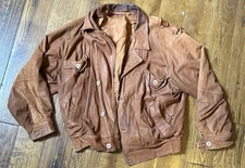 Men's Leather Bomber Jacket Brown Small Women’s Medium Distressed Vera Pelle