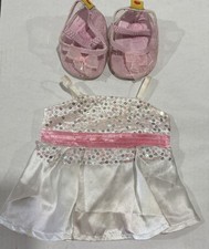 Build A Bear White And Pink Satin Dress And Shoes For Plush Doll