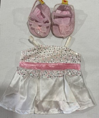 Build A Bear White And Pink Satin Dress And Shoes For Plush Doll