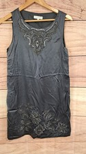 JOHN ROCHA size 10 grey silk beaded mini dress