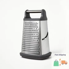 Stainless Steel Box Grater with Removable Bottom Container Gray  - Figmint™