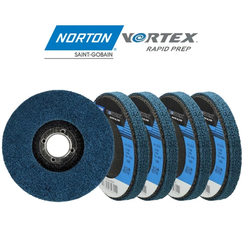 Norton Vortex Rapid Blend 115mm x 22mm Discs 5pcs Medium Deburring & Finishing